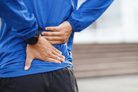 A jogger suffers from low back pain